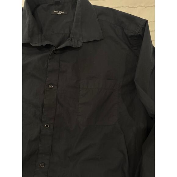 Alain Du Petit Paris Black Button-Down Shirt Men’s XXL 18–18.5 2XL 100% Cotton - Picture 4 of 15